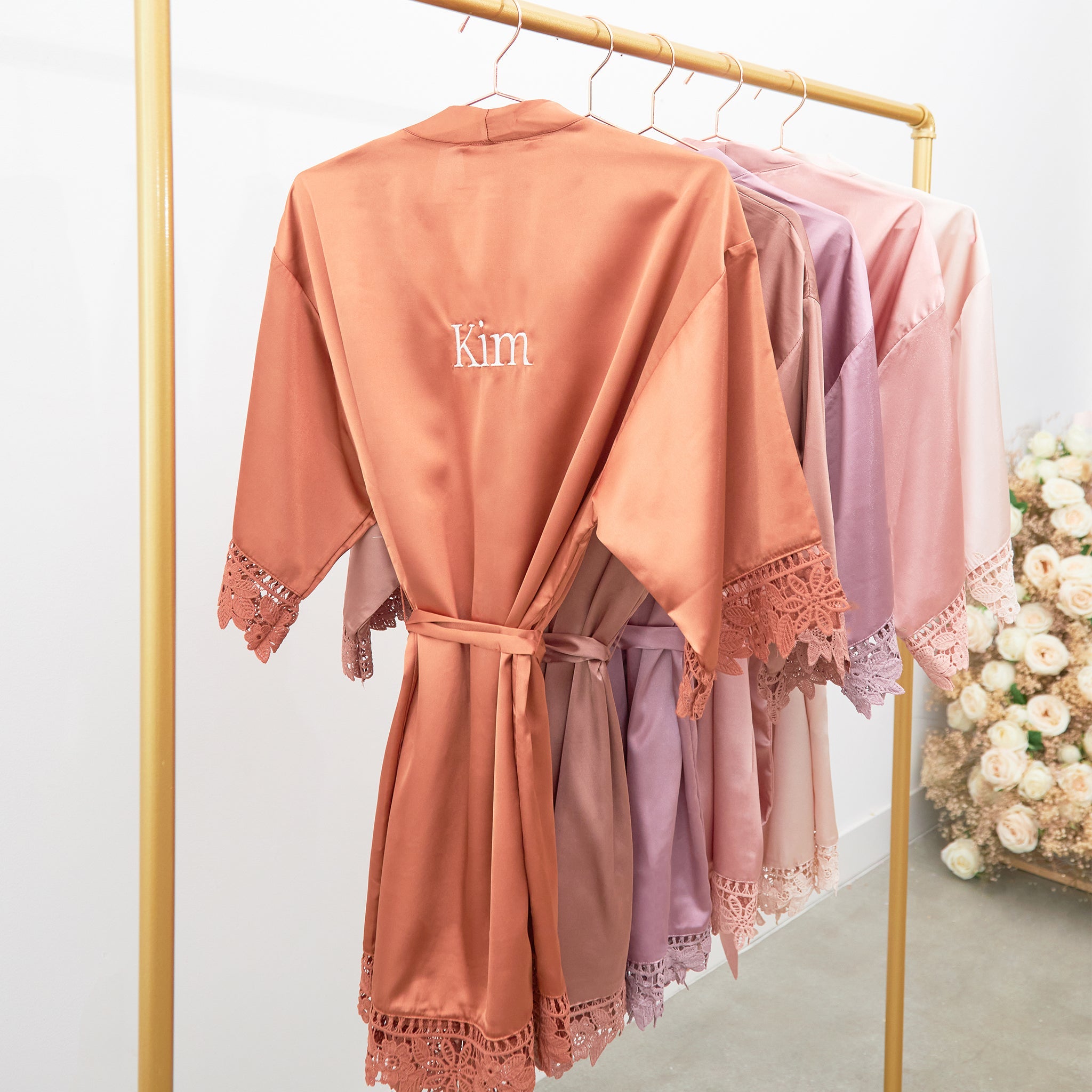 Claudine Lace Robe - Terracotta