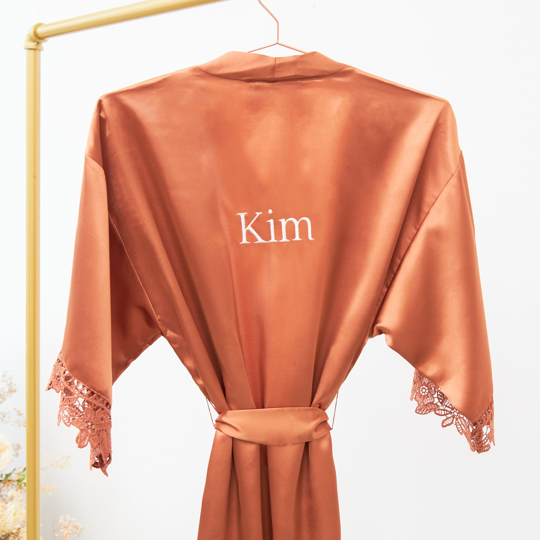 Claudine Lace Robe - Terracotta