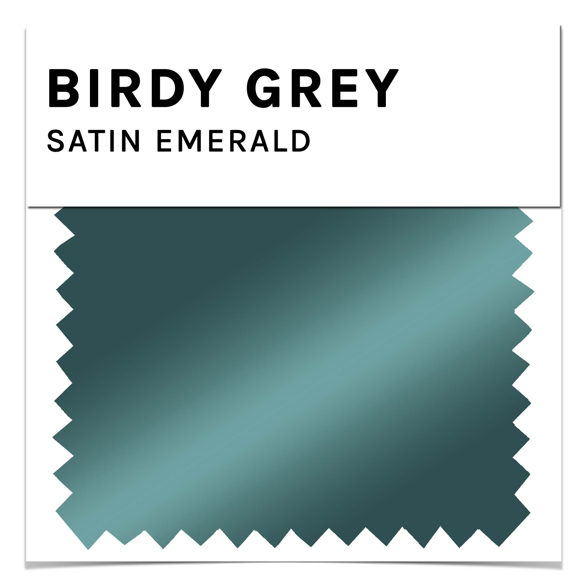 Bridesmaid dress swatch in emerald green satin by Birdy Grey, front view