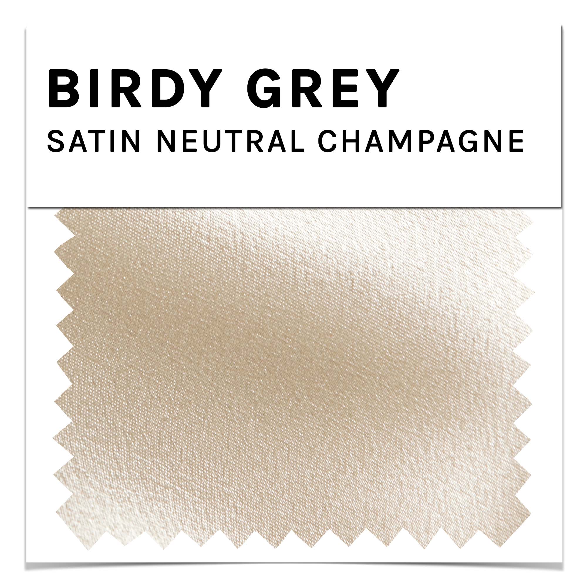 Bridesmaid dress swatch in Neutral Champagne satin by Birdy Grey, front view