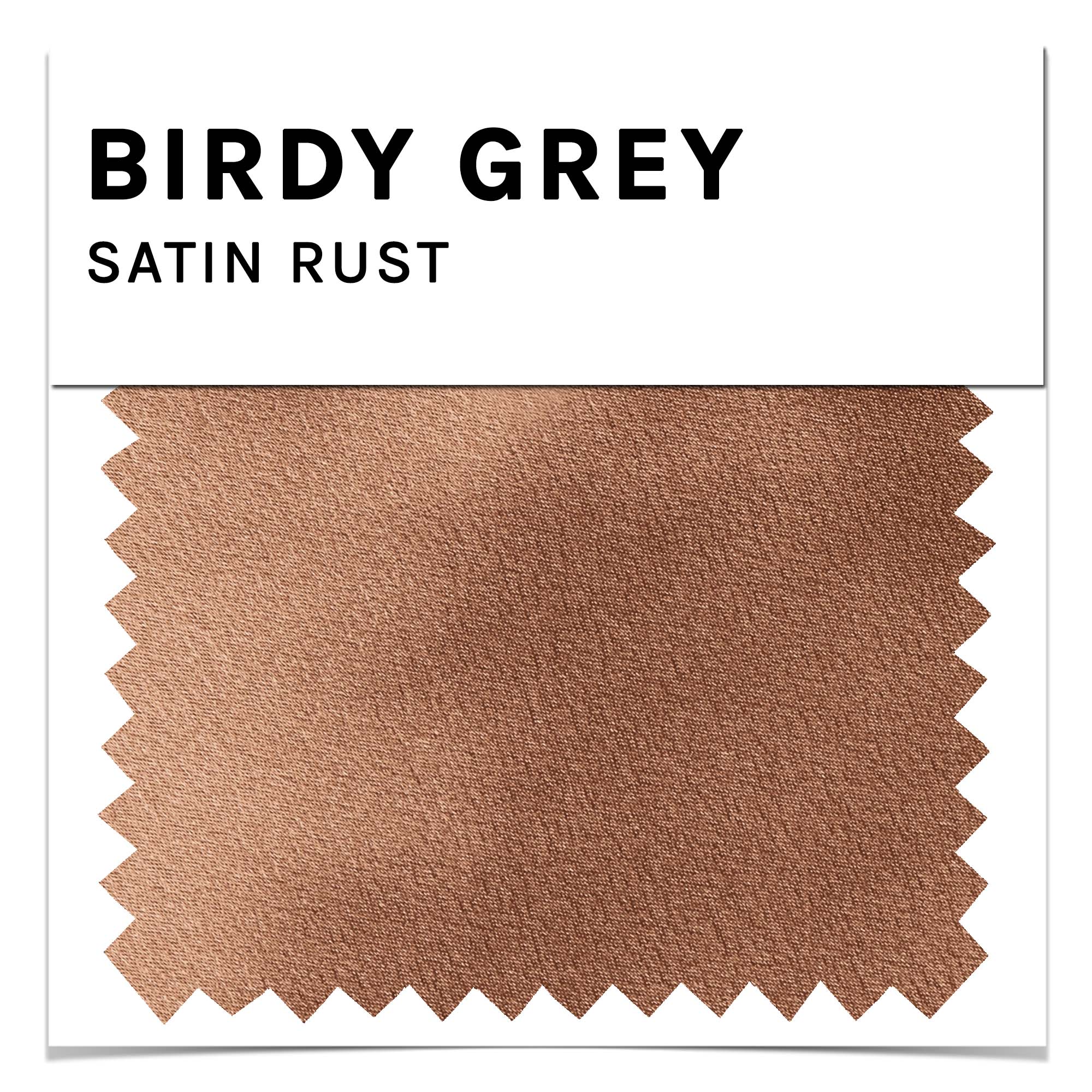 Bridesmaid dress swatch in Rust satin by Birdy Grey, front view