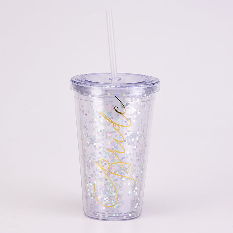 Clear Glitter Tumbler with 