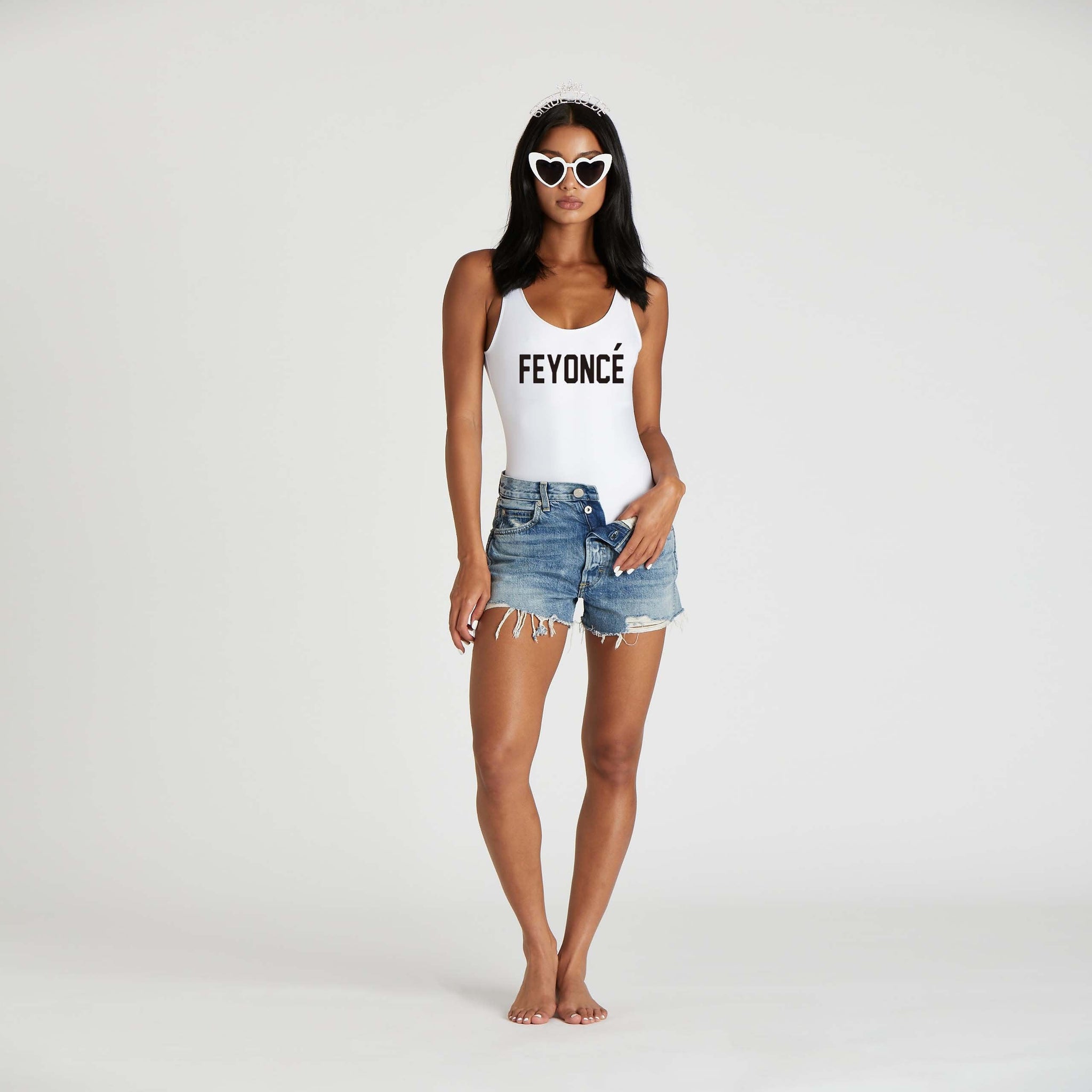 Feyonce swimsuit in white by Birdy Grey, front view