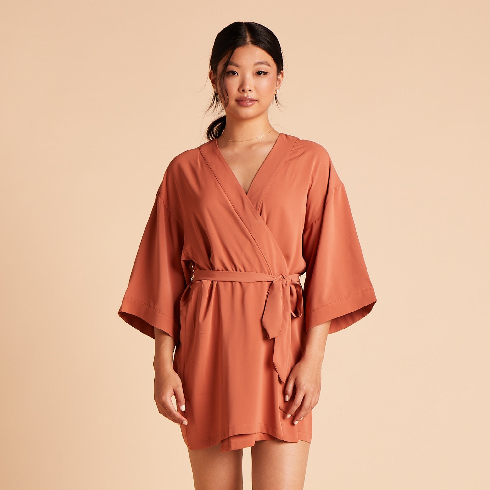 Karen Robe in terracotta by Birdy Grey, front view