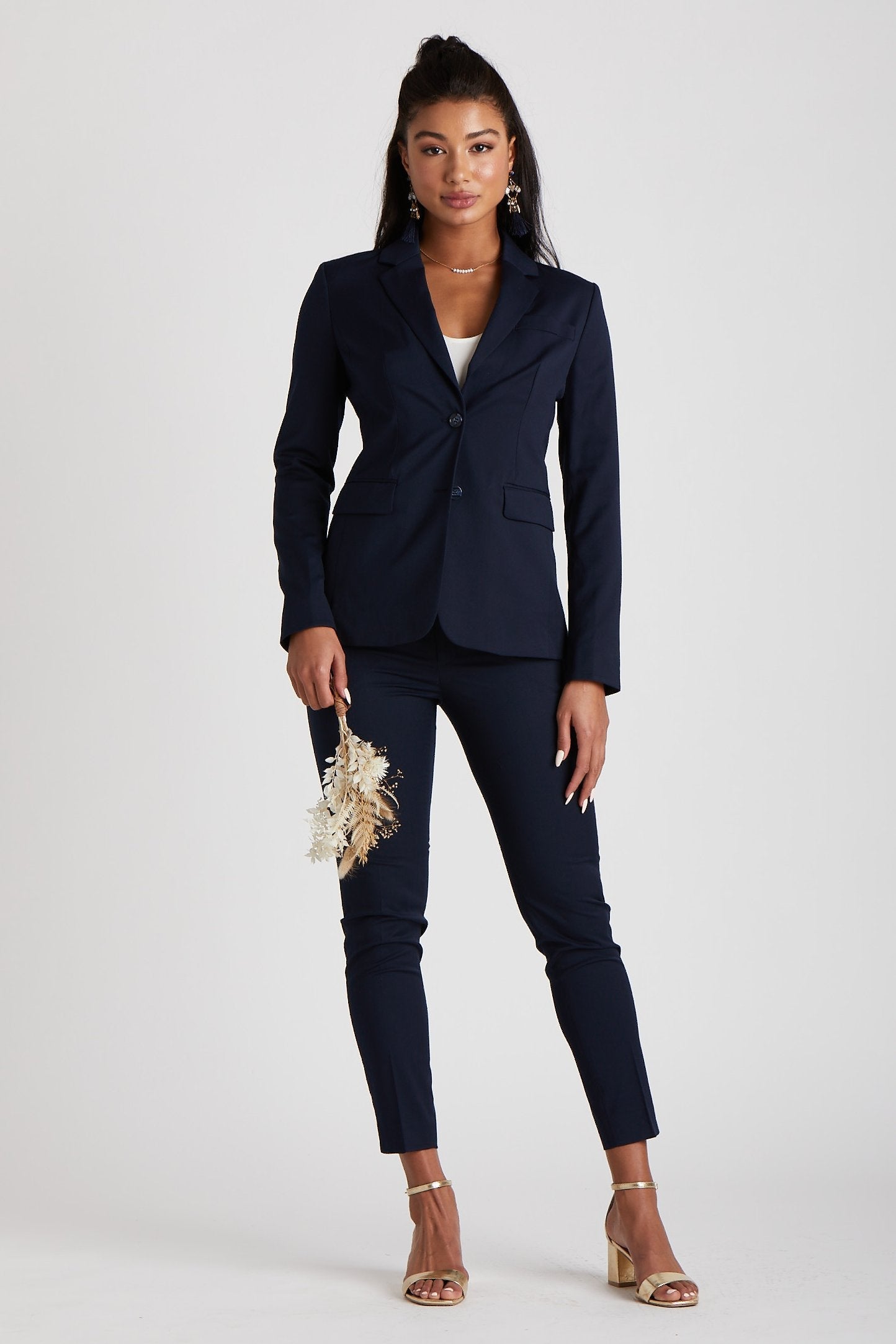 Women's Navy Blue Suit by SuitShop, front view