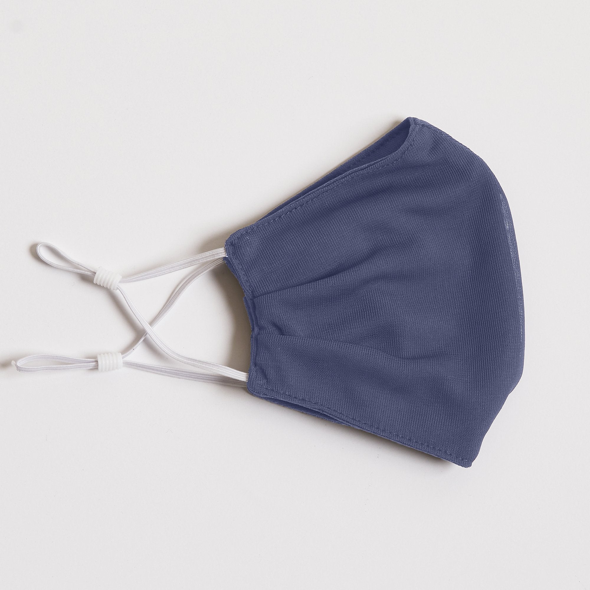 Bridesmaid Face Mask in slate blue chiffon by Birdy Grey, side view