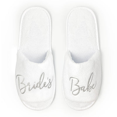 Bride's Babe Slippers in white by Birdy Grey, front view