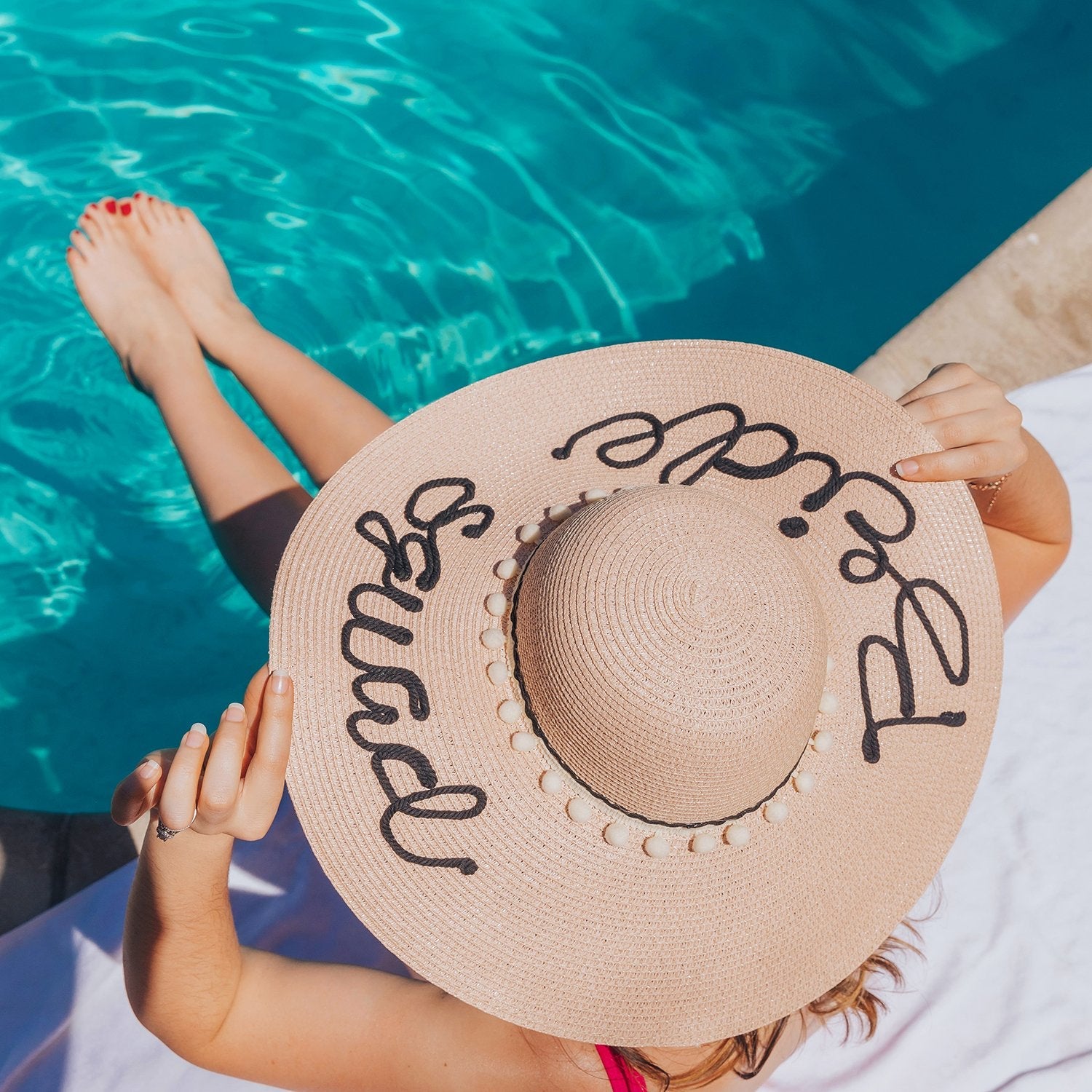 Bride Squad Sunhat by Birdy Grey, top view