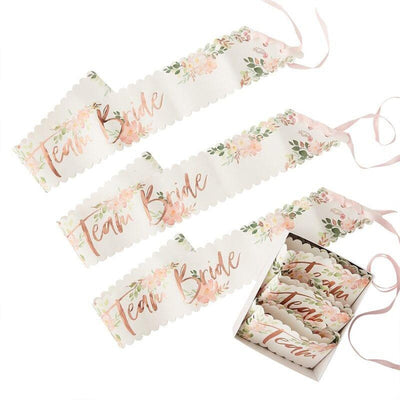 Team Bride Floral Sash Set by Birdy Grey, front view