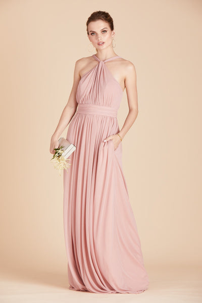 Kiko bridesmaid dress in dusty rose chiffon by Birdy Grey, front view