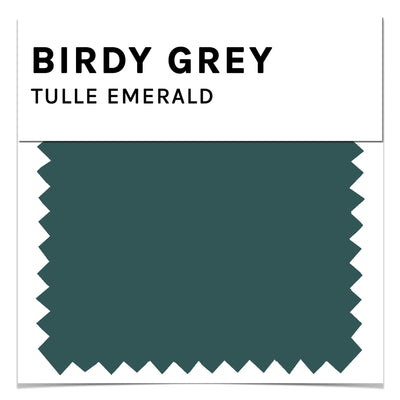 Swatch in emerald green tulle by Birdy Grey, front view