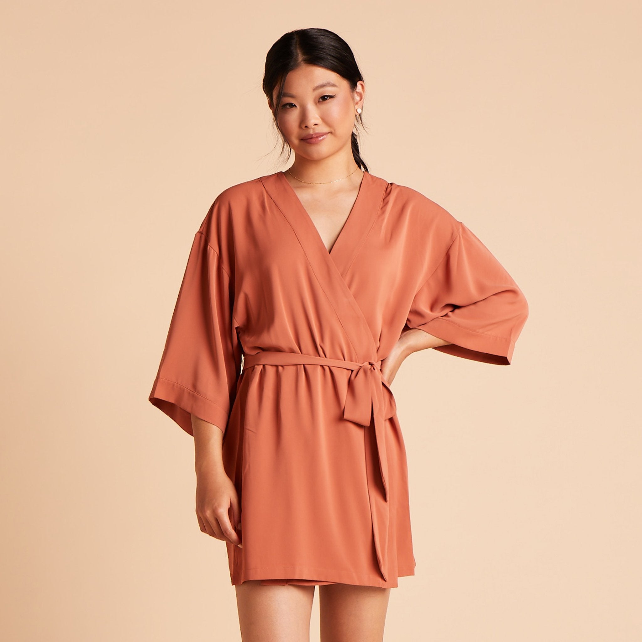 Karen Robe in terracotta by Birdy Grey, front view