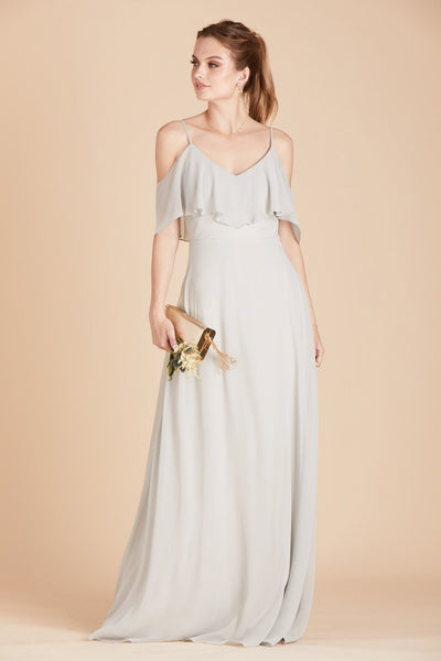 Jane convertible bridesmaid dress in dove gray chiffon by Birdy Grey, front view