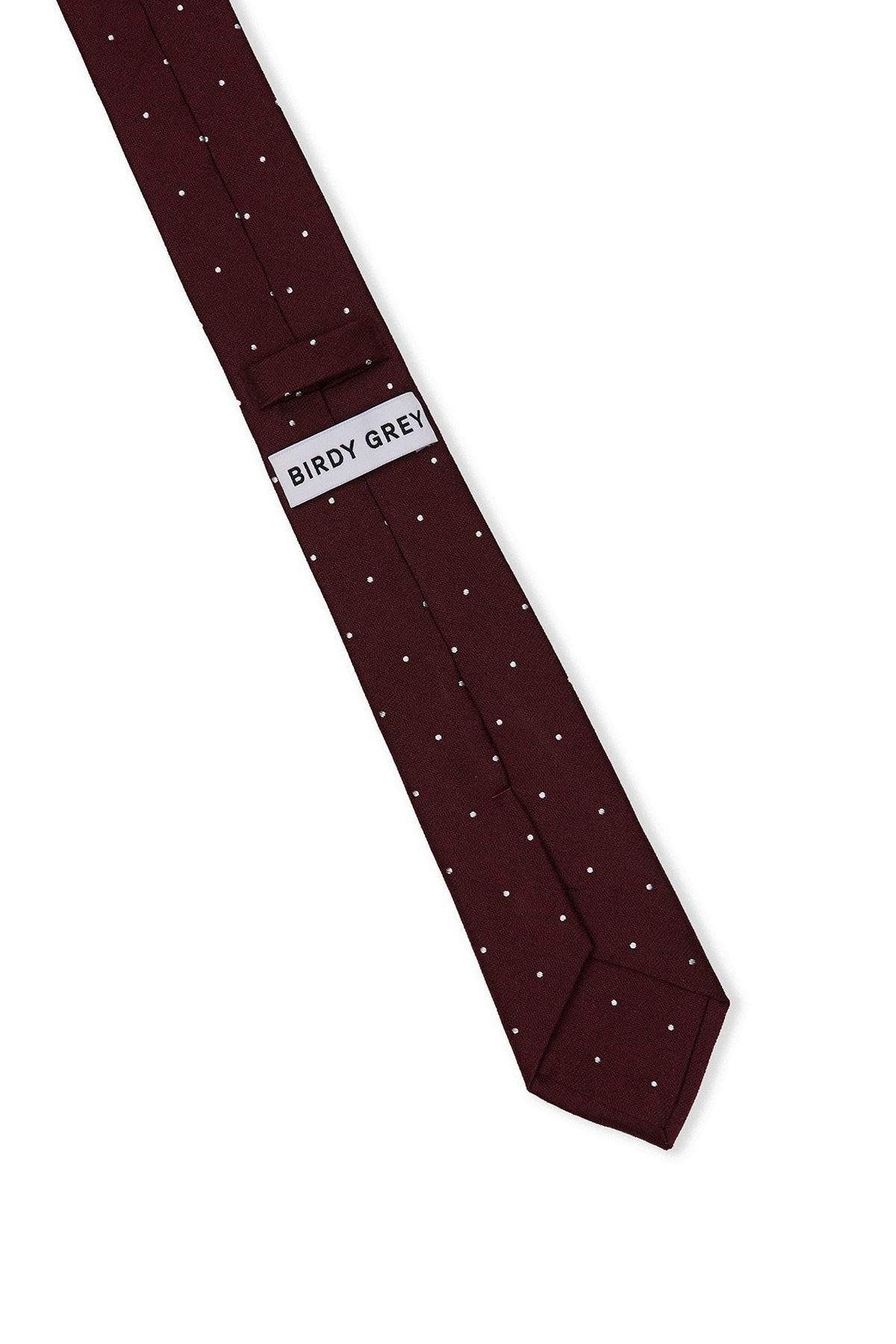 Simon Necktie in Cabernet Dot by Birdy Grey, back view