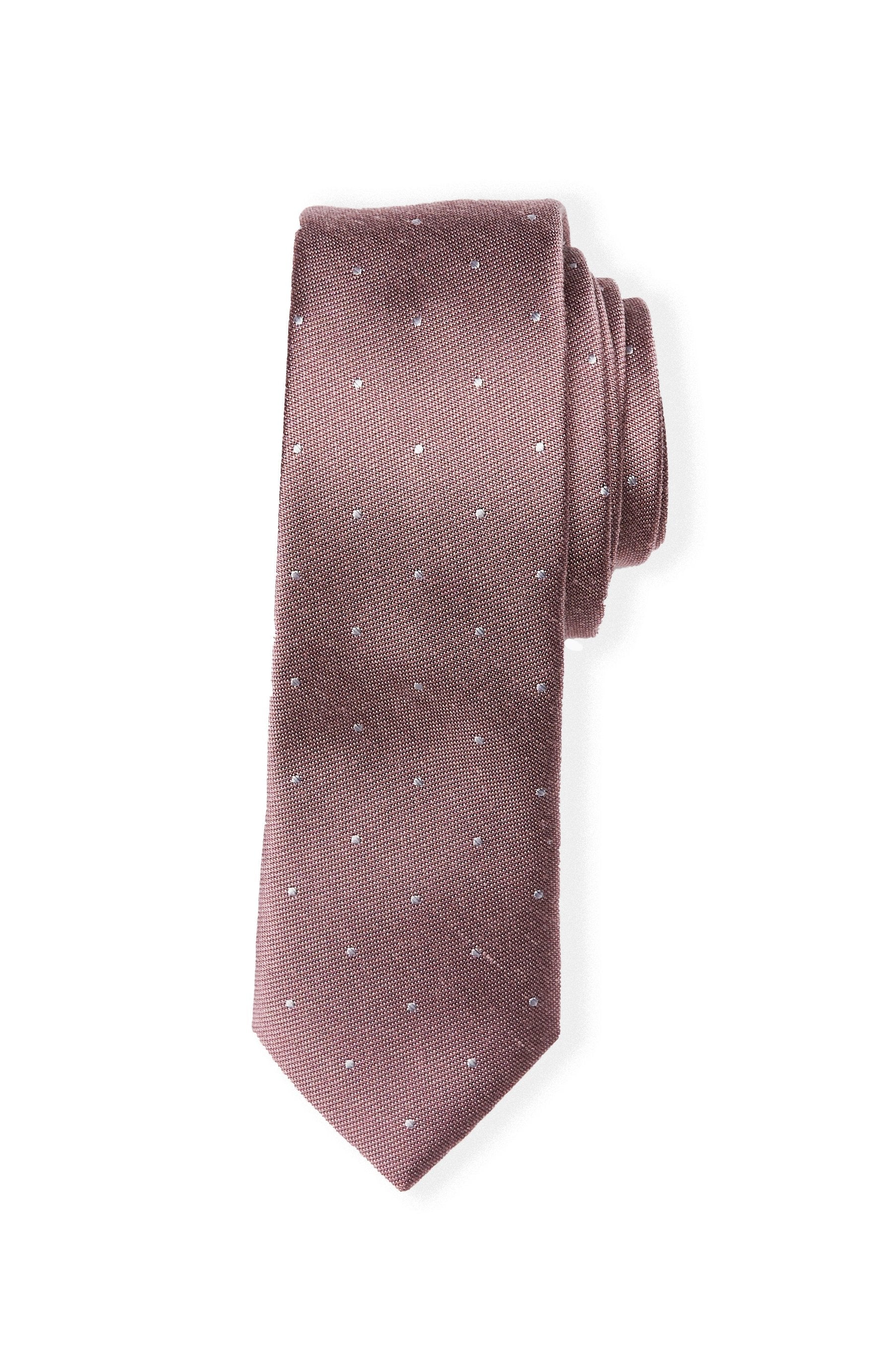 Simon Necktie in Dark Mauve Dot by Birdy Grey, front view