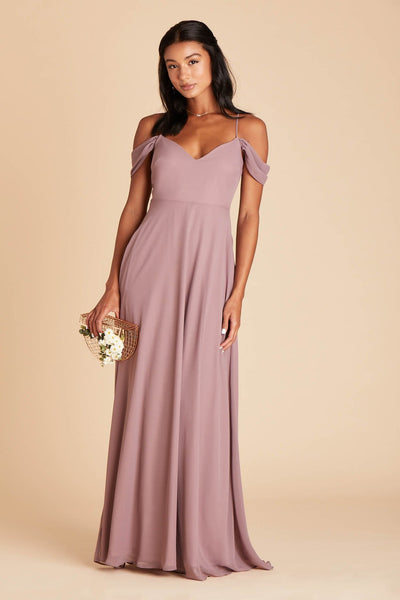 Devin convertible bridesmaid dress in dark mauve chiffon by Birdy Grey, front view